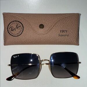 Ray-Ban 1971 Square Sunglasses - Gold Frame with blue gradient transition